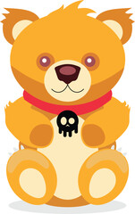 Obraz premium teddy bear vector with a skull necklace