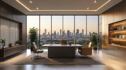 Modern executive office with city view