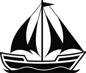 sailboat black and white silhouette vector design