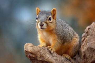 Adorable Fox Squirrel Portrait: A Soft, Natural Wildlife Image