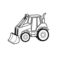 Naklejka premium bulldozer vector line art icon illustration