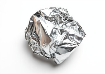 Crumpled, metallic foil wrapping a round object