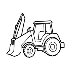 Naklejka premium bulldozer vector line art icon illustration
