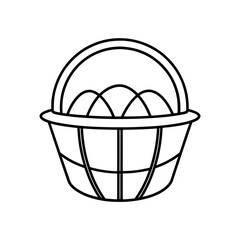 shopping basket icon vector line art illustration