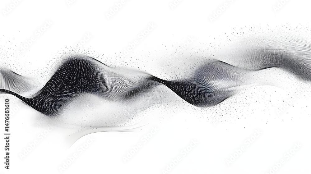 Poster abstract white futuristic background. big data visualization. a digital dynamic wave of particles. w