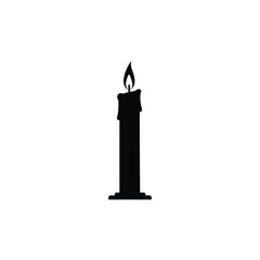 Black silhouette of a lit candle illustration isolated on a clean white background