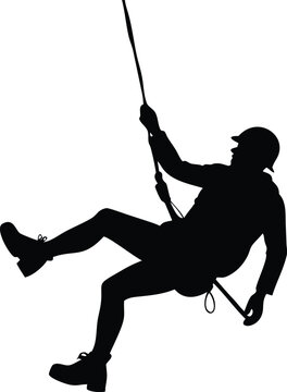 rappelling man vector silhouette