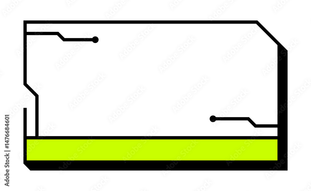 Poster futuristic tech frame with neon highlight. digital interface outline. minimal futuristic border
