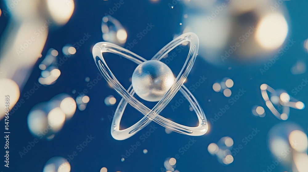 Poster abstract representation of an atom in motion.