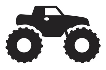 Monster Truck Silhouette Illustration, Off-Road Vehicle Outline, Heavy-Duty Truck Graphic