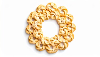Obraz premium Delicious butter cookies arranged in a circle perfect for a bakery advertisement or recipe blog