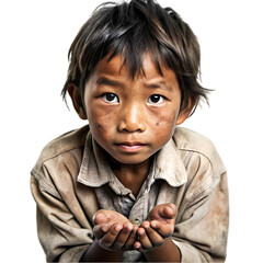 Image of a Child in Need Poverty Hunger and Child Welfare on transparent background