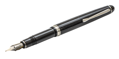 Watercolor Black fountain pen isolated on transparent background