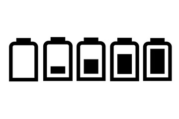 set of battery icons,set of black battery icons