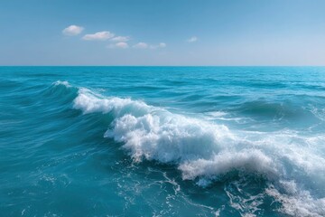 Fototapeta premium Ocean Wave: Serene Blue Waters and Foaming Crest