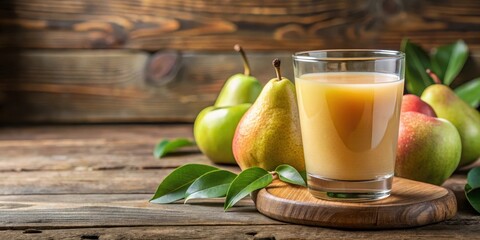 Fototapeta premium Freshly squeezed juice made from organic and healthy pears , fresh, organic, fresh, organic