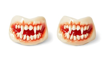 Naklejka premium Realistic Pair of Vampire Fangs for Halloween Costume Elements