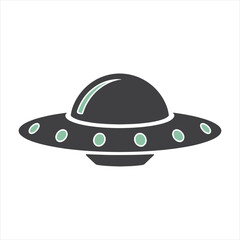 UFO in Monochrome  A Futuristic Flying Saucer Illustration or silhouette vector