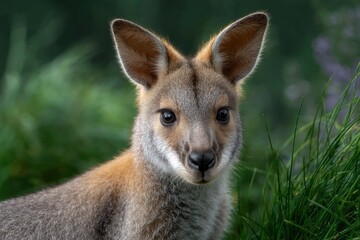 Adorable Red-necked Wallaby Portrait: A Serene Wildlife Close-up