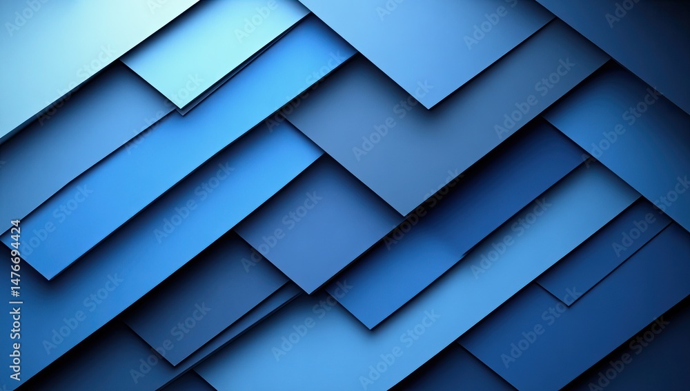 Poster abstract design of overlapping, layered geometric shapes.
