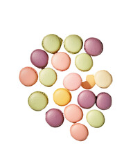 Colorful and delicious macarons assorted.