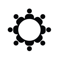 Simple business collaboration icon depicting teamwork and global unity in silhouette style