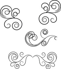 Elegant Black Swirl Design Elements Set for Decoration