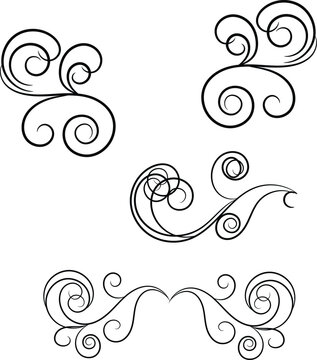 Naklejki Elegant Black Swirl Design Elements Set for Decoration