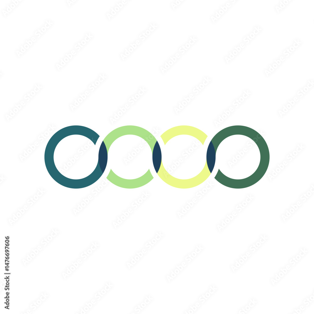 Aufkleber interconnected infinity logo featuring four overlapping circles in a horizontal arrangement. the cir