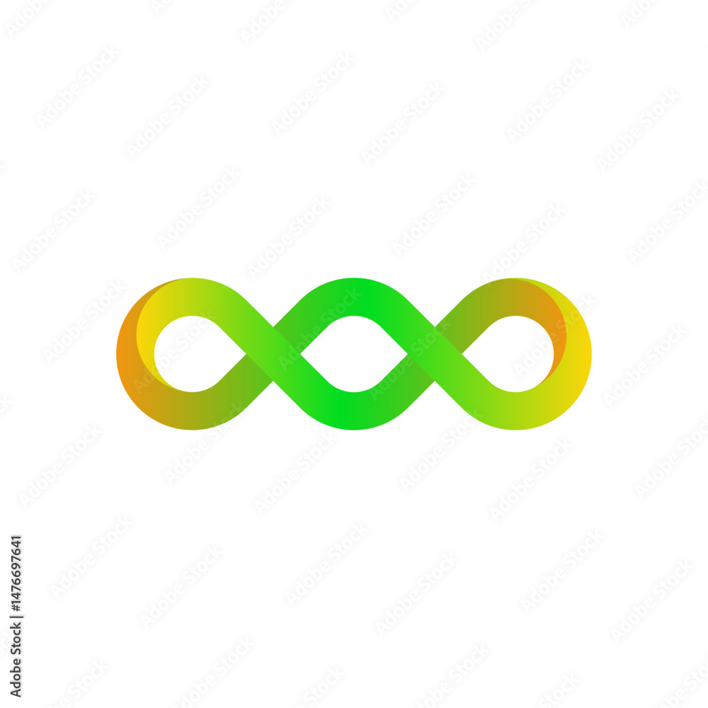 Poster vibrant triple infinity symbol logo. features three interconnected loops form a elongated figure-eig
