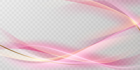 pink abstract wave background With luxury golden element vector illustration