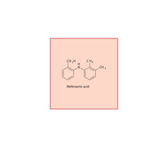 Obraz premium Mefenamic acid molecule molecular structure, NSAID compound skeletal formula, simple diagram illustration