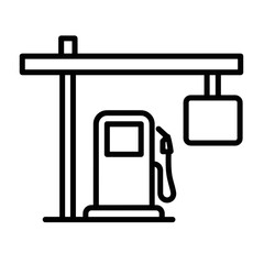 Gas station sign with fuel pump outlined in minimalist design  