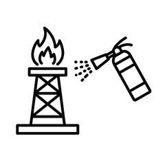 Fototapeta premium Oil well on fire being extinguished with fire extinguisher 