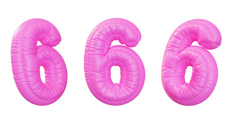 pink number 6 balloon 3D graphic
