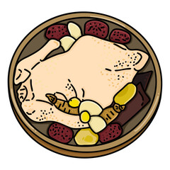 복날 삼계탕 라인드로잉(line drawing)