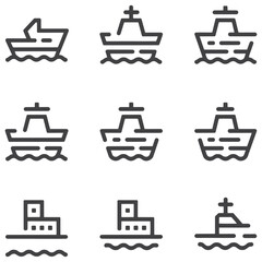 Different type of ship or Boat Icons vector