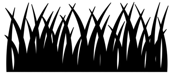 Grass. Black silhouette. Tall thickets of weeds. Vector illustration. Isolated white background. Wild vegetation. Idea for web design.