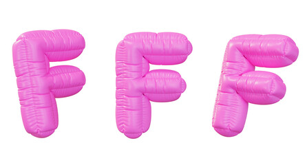 pink alphabet F balloon 3D graphic
