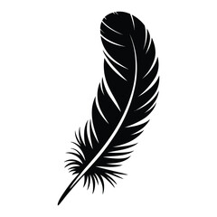 Fototapeta premium Hawk Feather Silhouette, Vector, Illustration, Icon, Logo, White Background.