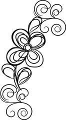 Elegant Black and White Floral Design Element with Swirls