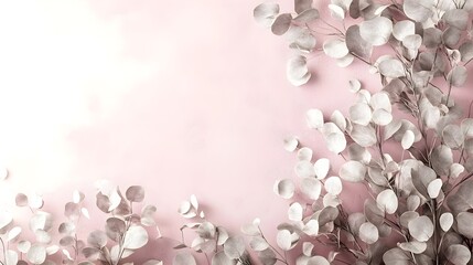 Obraz premium Soft Pastel Hued Background with Delicate Eucalyptus Leaves