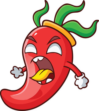 Naklejki cartoon chili pepper breathing fire