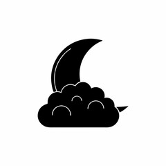 creative details Outline silhouette Cloud moon icon vector illustration