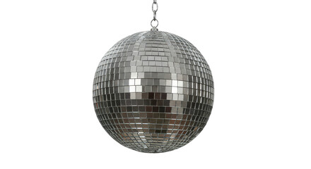 Obraz premium Disco Ball Hanging with Mirrored Surface and Silver Chain