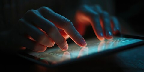 Close-up of hands using a tablet to adjust online ad campaigns on a platform