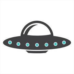UFO in Monochrome  A Futuristic Flying Saucer Illustration or silhouette vector