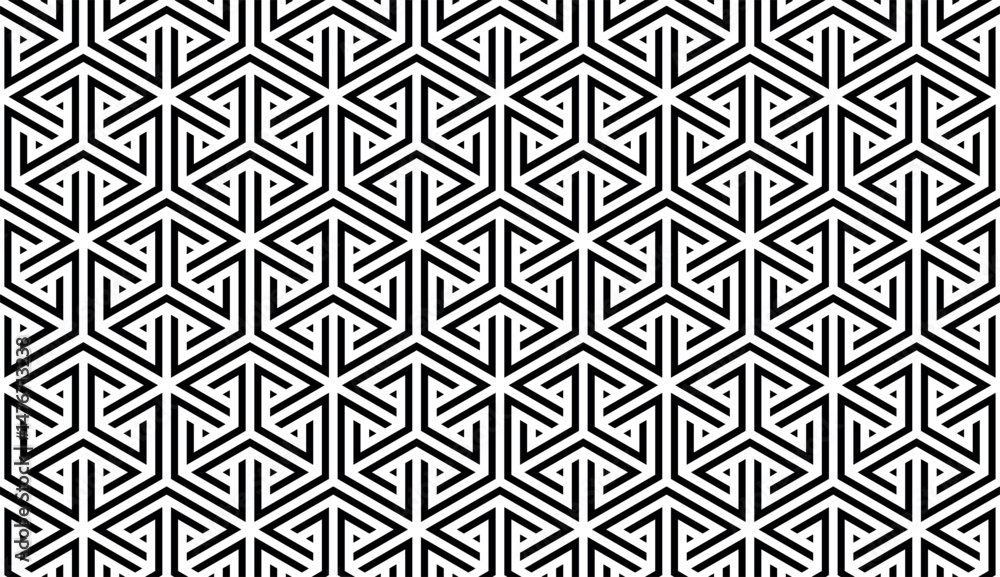 Aufkleber Abstract geometric pattern. A seamless vector background. White and black ornament. Graphic modern pattern. Simple lattice graphic design.