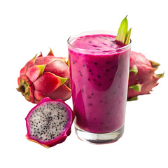 Refreshing Dragon Fruit Smoothie Recipe on transparent background