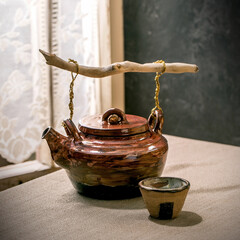 Ceramic teapot kettle with cup